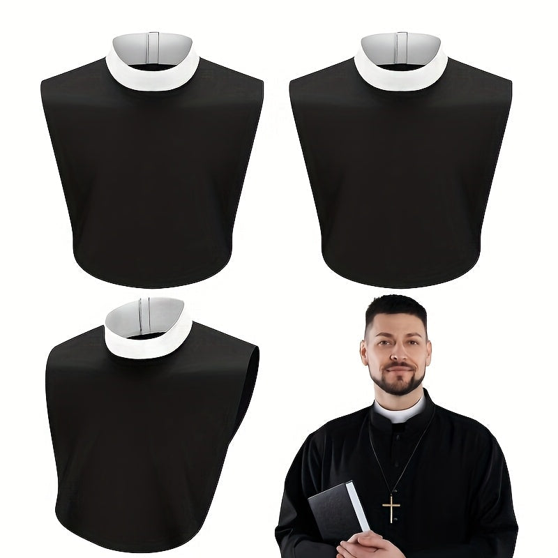 Clergy Collar Costume Bib Set, Three-Pack in Black and White with Hook-and-Loop Neck Fasteners — image 7