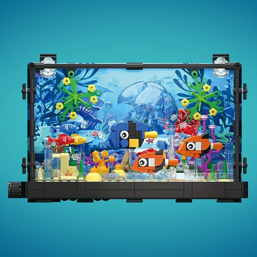 LED Aquarium Building Block Set, Fish Tank Marine Jellyfish Brick Model Kit with Glowing Light — image 5