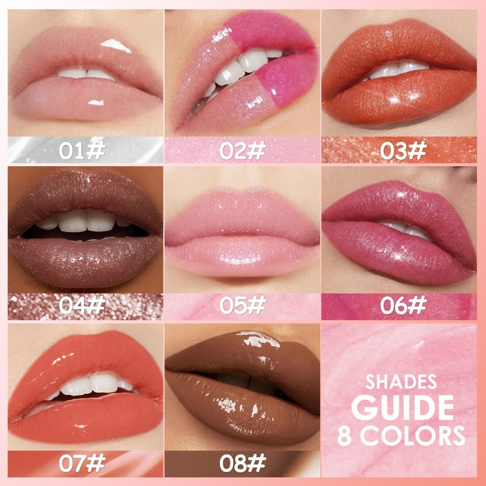 Pearlescent Glitter Lip Gloss Set 8 Pieces with Lip Oil Formula, for Makeup, Travel and Everyday Vanity Use — image 7