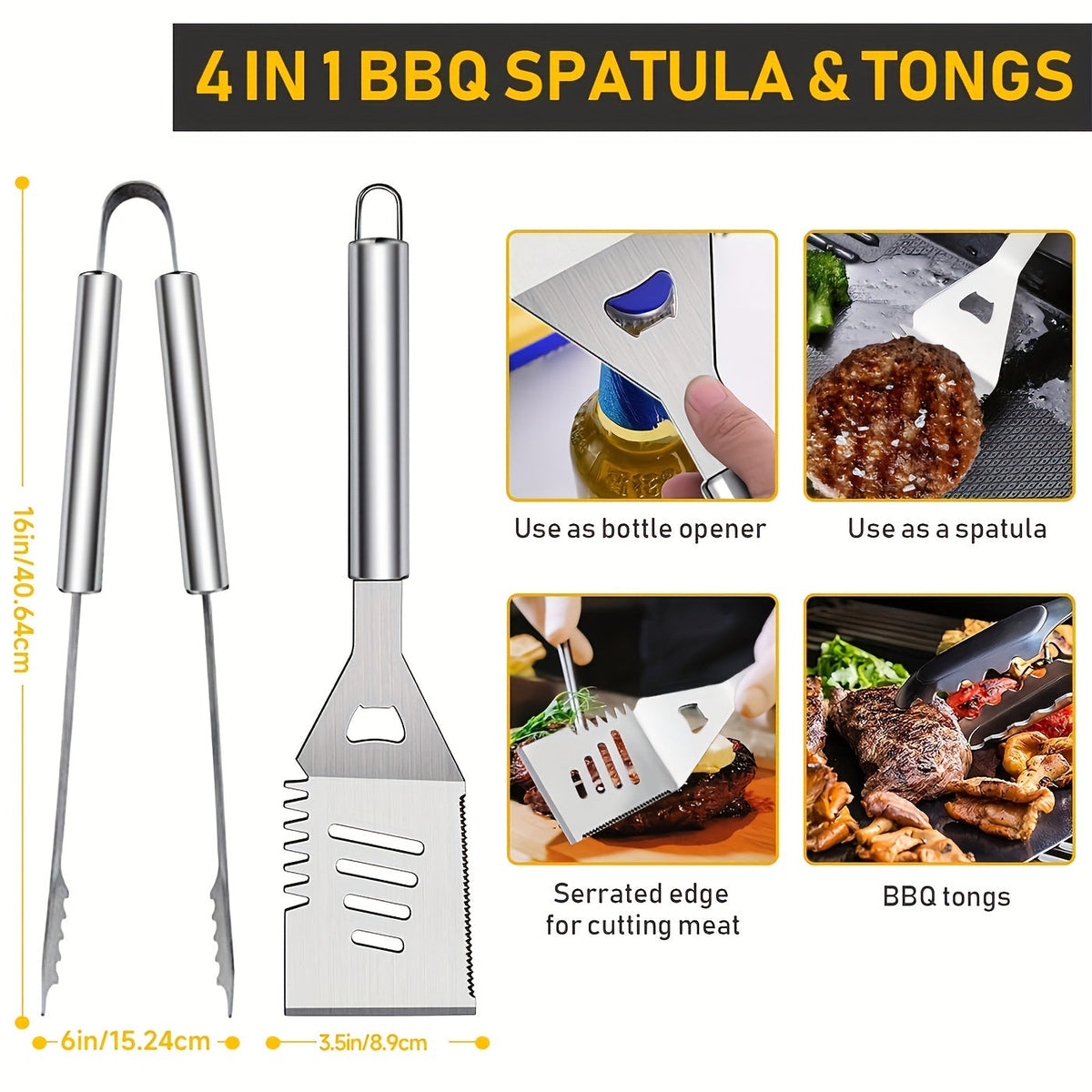 Griddle Tool Set 34 Piece 304 Stainless Steel Flat Top Grill Accessories with Spatula, Tongs & Scraper – Teppanyaki BBQ Tools
