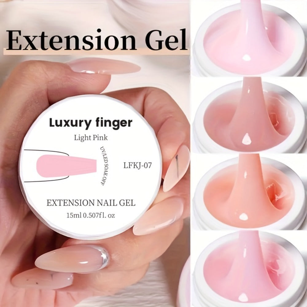 Six-Color Builder Gel Set, 15ml Each in Clear, White, Milky Jelly, Light Pink, Pink and Nude for Nail Extensions — image 7