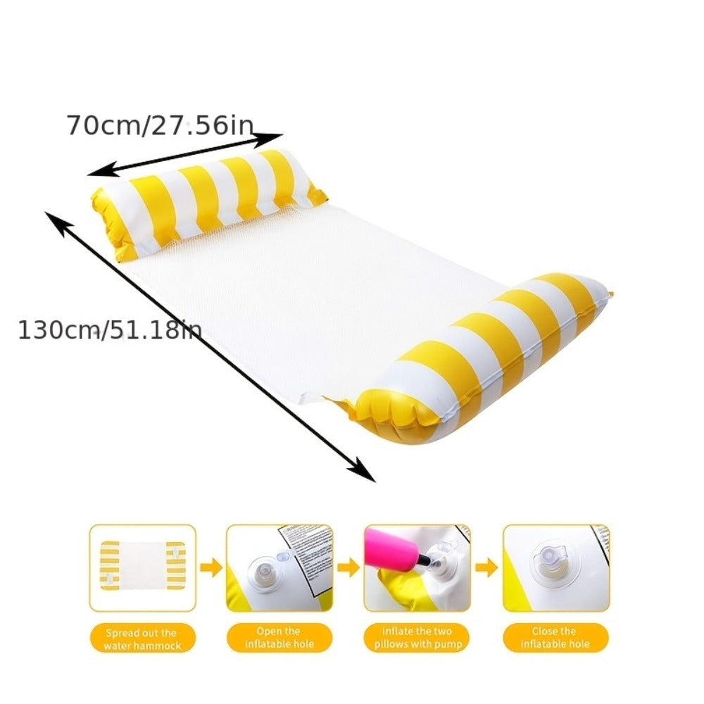 Striped Inflatable Pool Float Hammock Set with Mesh Center and Three-, Eight- or Five-Color Pack Options — image 4