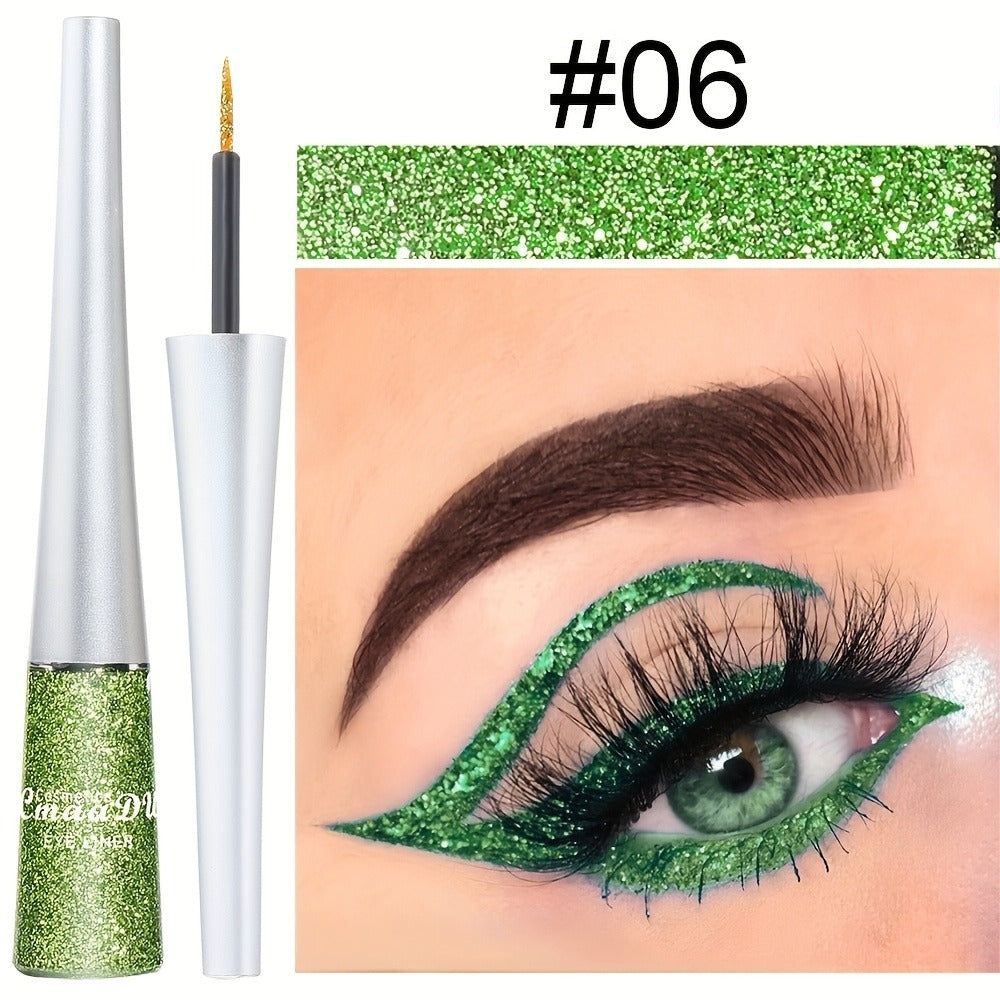 Glitter Liquid Eyeliner Set 16 Colors Waterproof Shimmer Metallic Eye Liner Pen Kit – Long-Lasting Smudge-Proof Sparkle Eye M