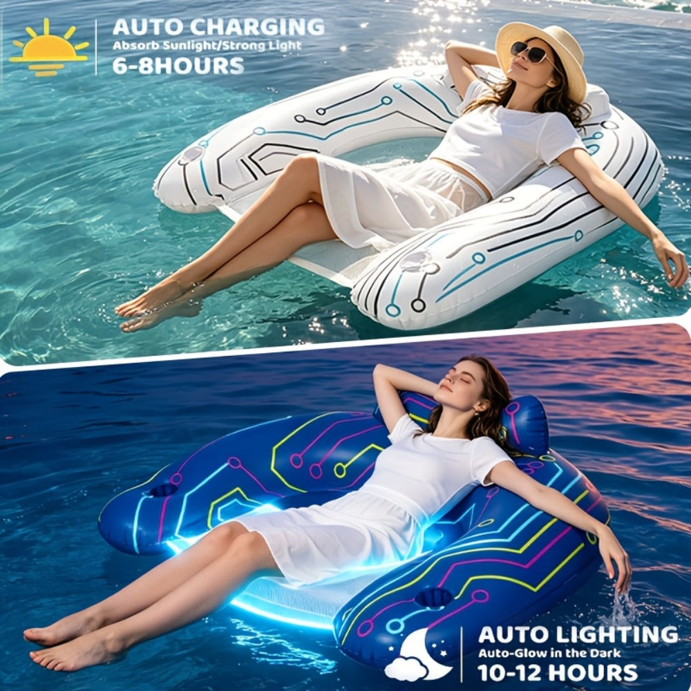 Pool Float U-Shaped Chair Two-Pack with Mesh Center, Headrest, Built-In Cup Holder and Graphic Trim — image 6