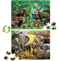 Double Sided Puzzle for Kids 100 Pieces Jungle Animals, 2-in-1 Jigsaw Educational Toy for Boys & Girls Ages 3 4 5 6 7 8 — ima