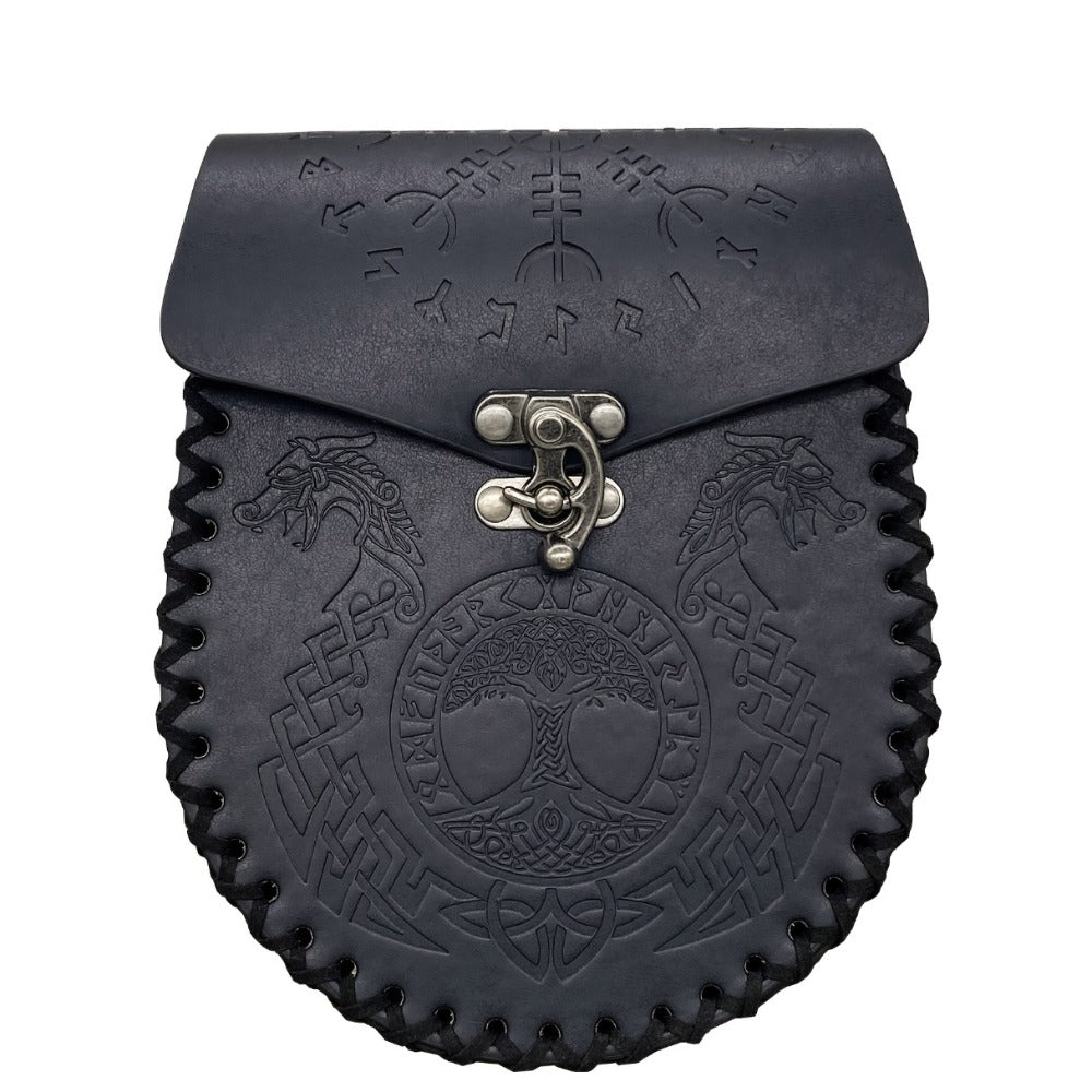 Costume Accessories Faux Leather Medieval Belt Pouch with Five Embossed Design Options in Brown or Black — image 12