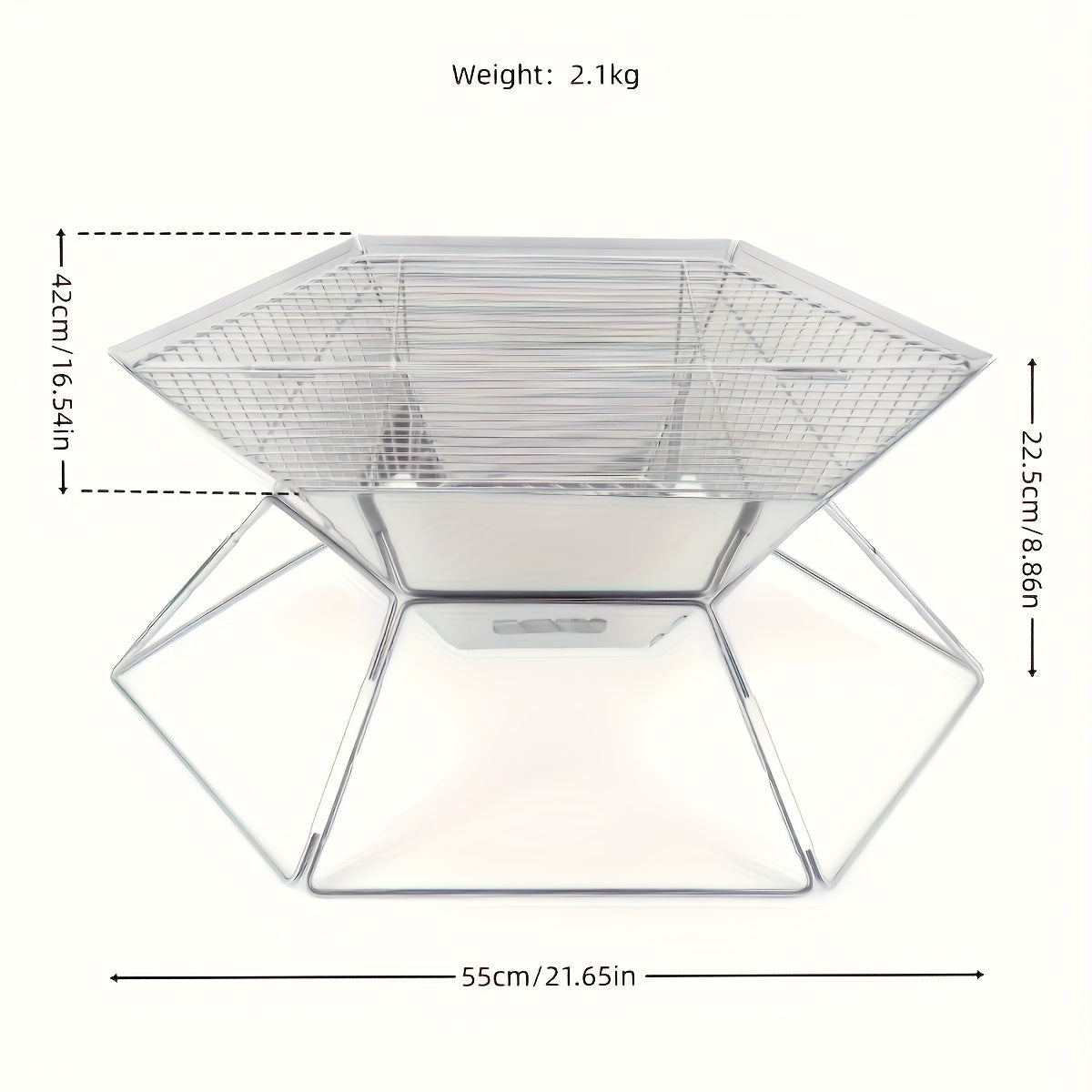 Hexagonal Folding Charcoal Grill with Stainless-Steel-Color Frame, Open Grid and Carry Bag for Outdoor Use — image 6