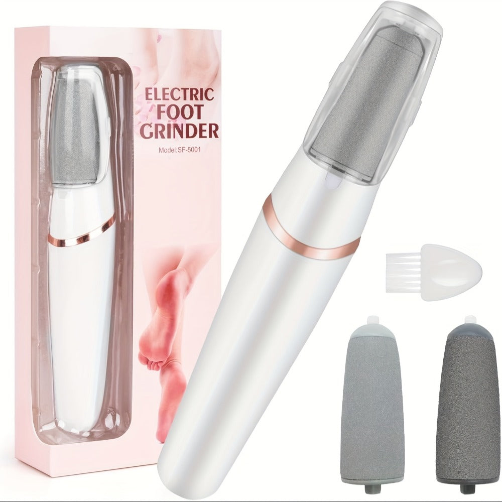 Electric Foot File Callus Remover IPX4 Waterproof Auto Light 2 Speed Interchangeable Grinding Heads Portable Pedicure Tool De