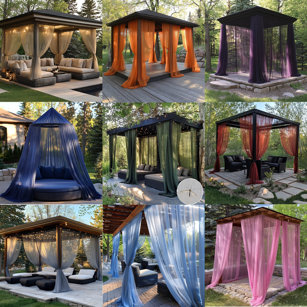 Outdoor Curtains | Sheer Mesh Rod Pocket Patio Gazebo Porch Wedding — image 3