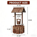 Wishing Well Planter Outdoor Wooden Rustic Garden Decor with Hanging Bucket Barrel Style for Patio Lawn Yard — image 5