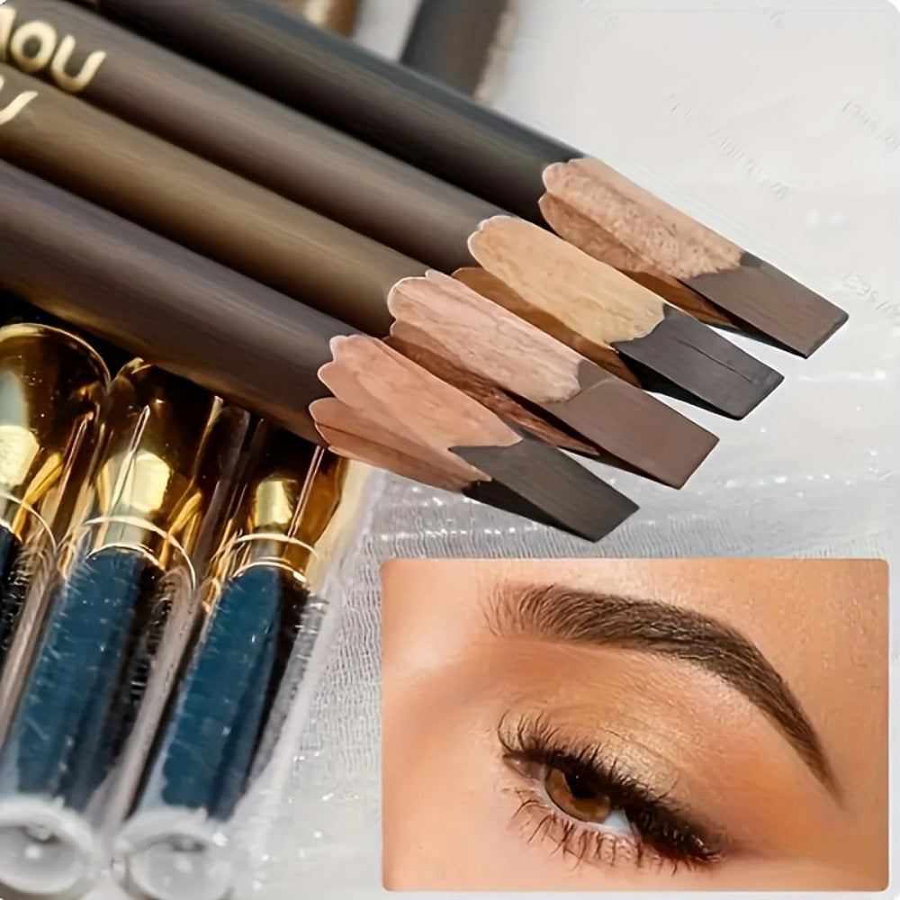 Microblading Effect Brow Pencil 4-Pack with Eyeliner, Waterproof Smudge-Proof Dual-Ended Eyebrow Pen with Spoolie Brush — ima