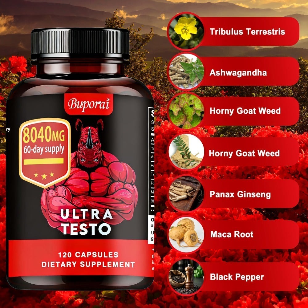 Ashwagandha Tongkat Ali Supplement for Men with Maca Root, Ultra Testo Triple Adaptogen Formula for Testosterone Support — im