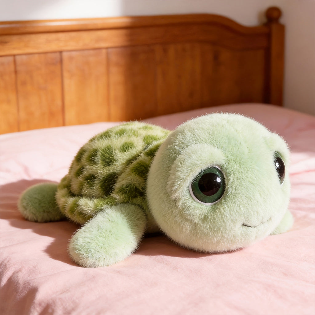 Stuffed Animal Big-Eye Turtle Pillow in 15.75-Inch Size with Melancholy Face and Soft Plush Fabric — image 1