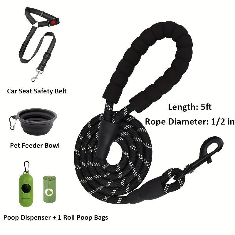 Walking Dog Harness and 5-Foot Leash Set in Five Colors and XS–XL with Front Clip, Top Clip and Handle — image 2