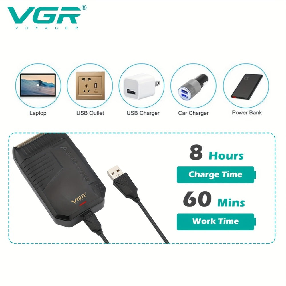 Electric Shaver VGR Cordless Foil Razor with USB Rechargeable Power in Black, Models V-363 or V-375 — image 7