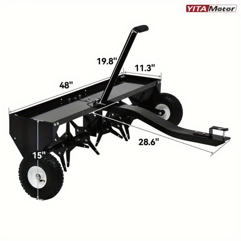Tow-Behind Plug Aerator 48 Inch - Steel Lawn Aerator with 32 Hollow Tines, Weight Tray & 10-Inch Pneumatic Tires — image 3