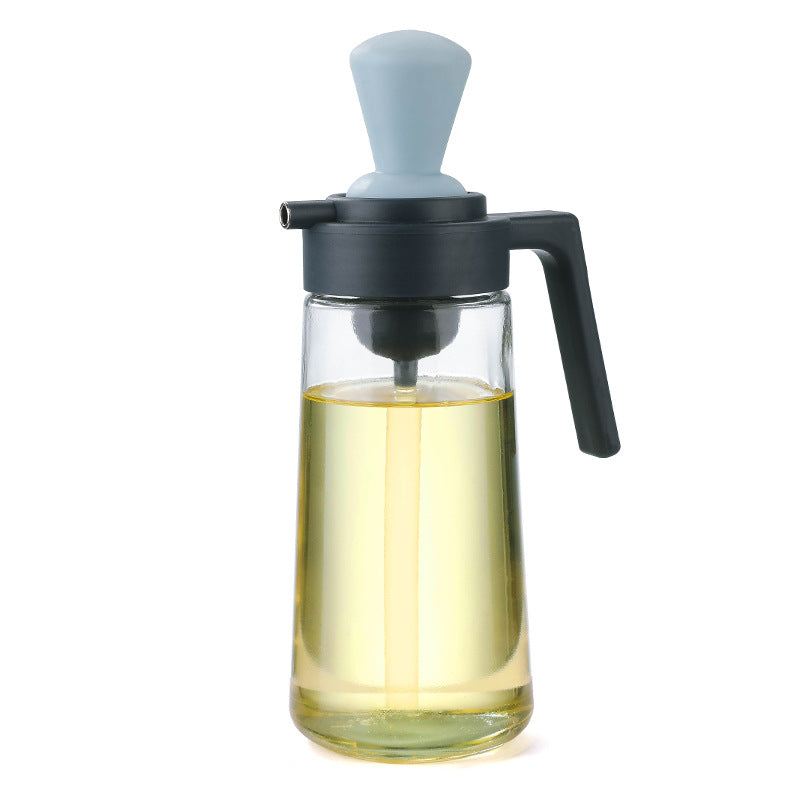 Household Kitchen Sauce Bottle Press Spice Jar Multi-functional Two-in-one Glass Oiler Containing Silicone Brush