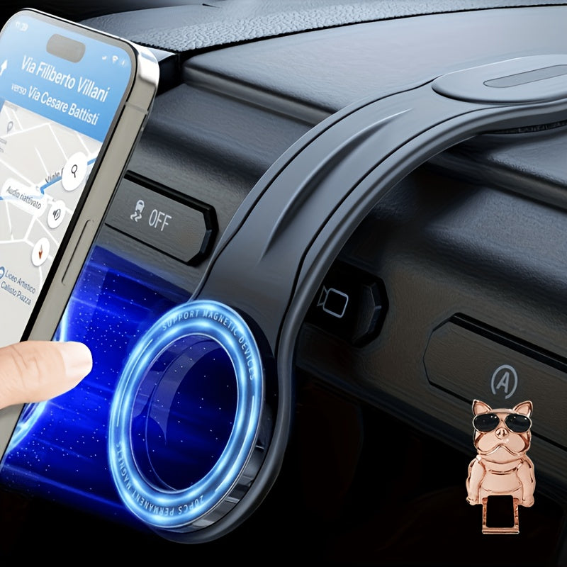 Flexible Gooseneck Car Phone Mount with Round Magnetic Head, Dashboard Base and Two Black Model Options — image 8