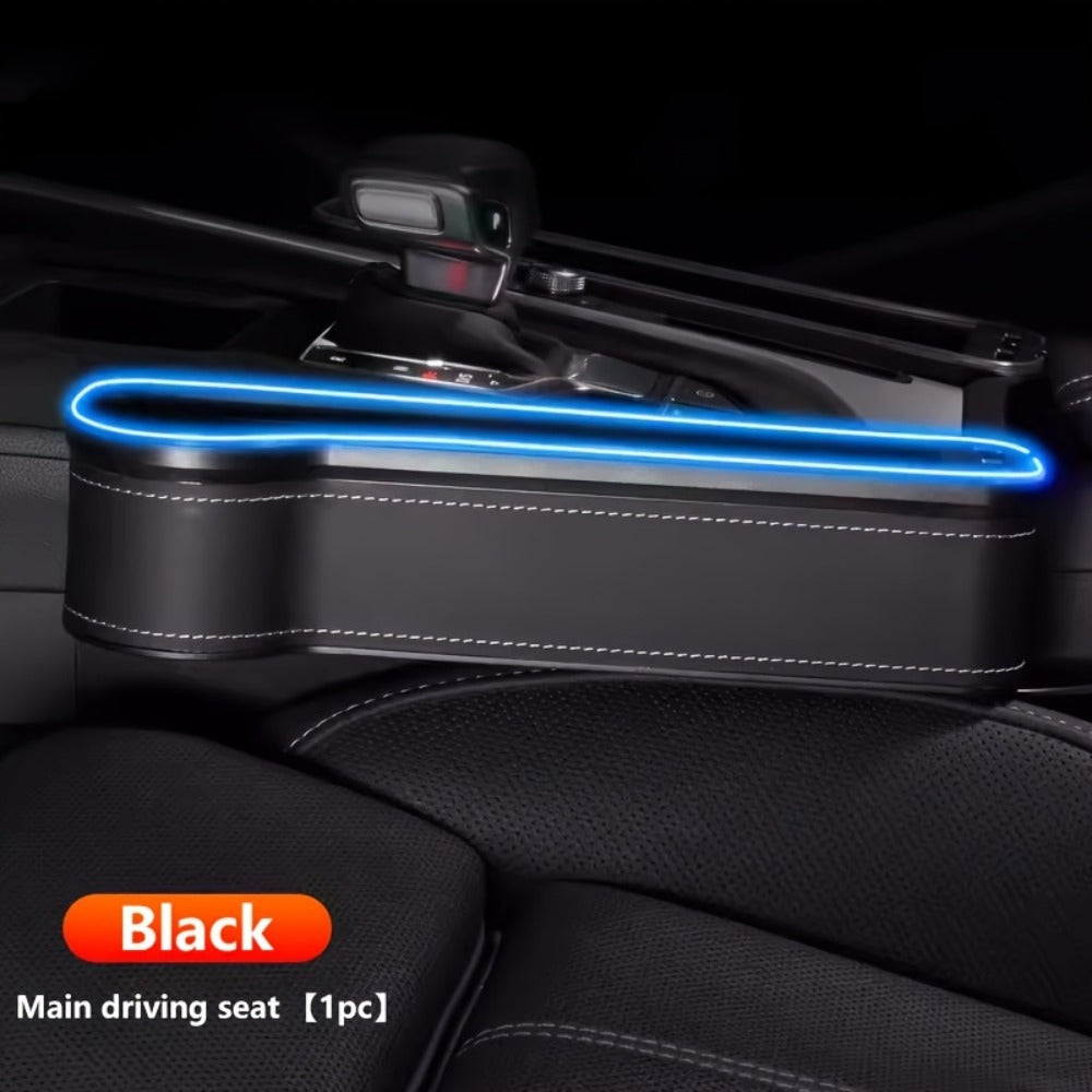 Black Lighted Seat-Gap Car Organizer with Phone Slot, USB Ports and Driver, Passenger or Pair Options — image 4