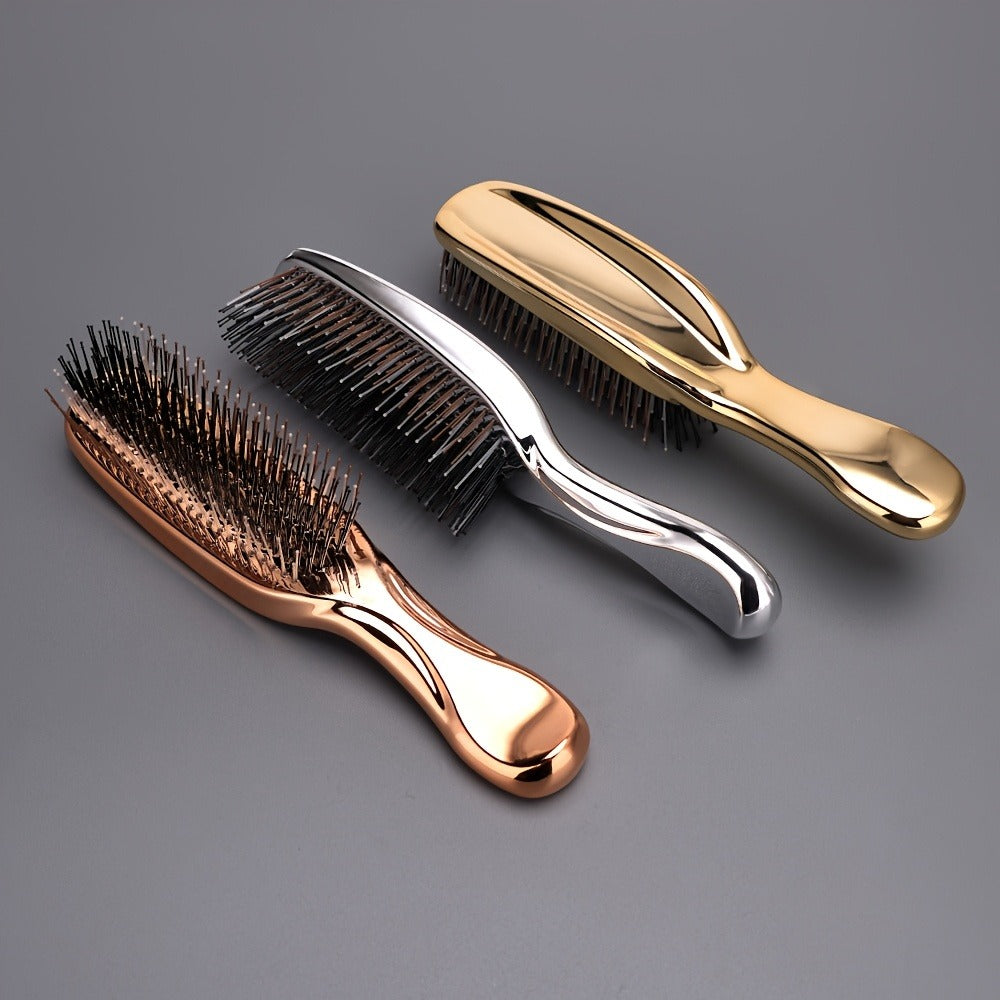 Air Cushion Comb Scalp Massage Brush Anti-Static Detangling Hair Comb Electroplated Flexible Cushion Pins Frizz Control Stimu