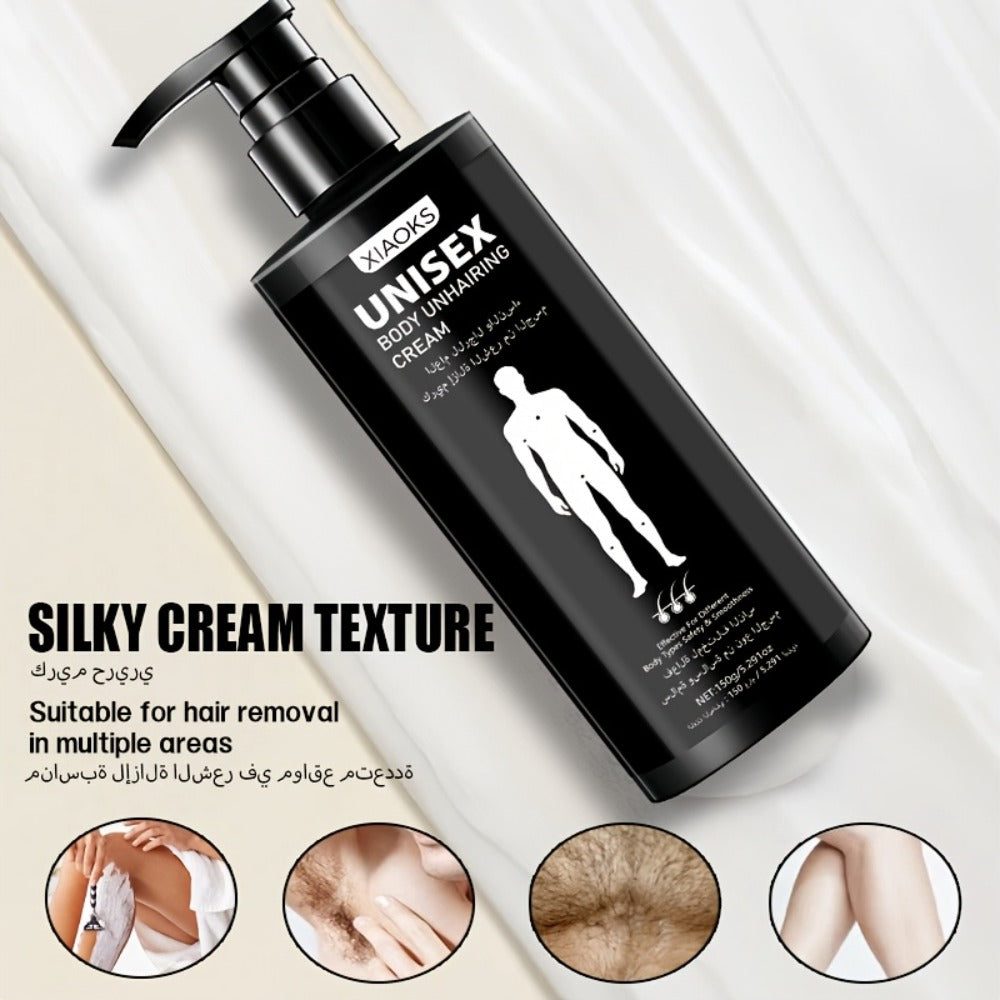 Hair Removal Cream XIAOKS 150g Black Pump Bottle with Carton for External Chest Back and Body Grooming — image 4