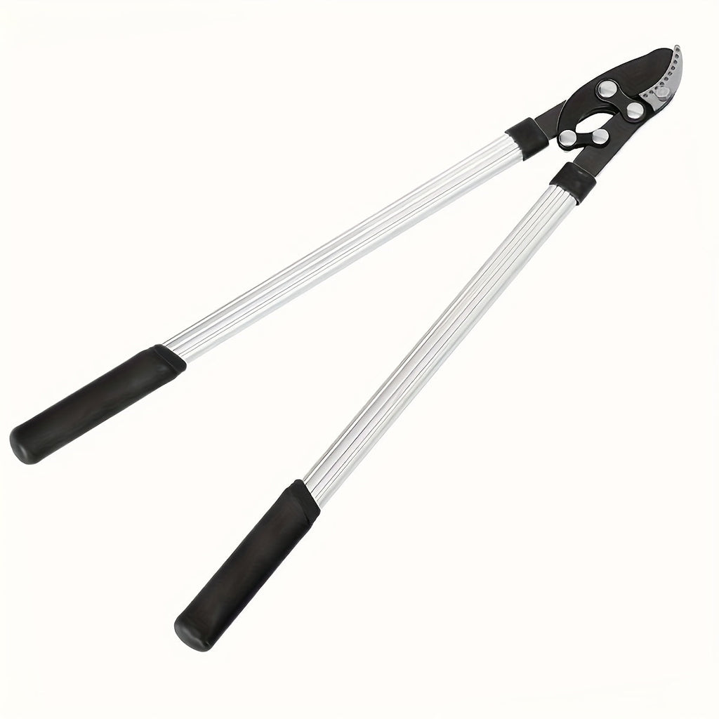 Telescoping Long-Handle Pruning Shears with Silver-Color Shafts, Black Grips and Curved Bypass Blade — image 1
