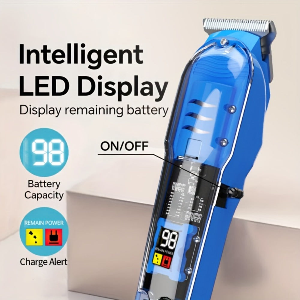 Hair Clipper Transparent-Shell Cordless Trimmer with LED Battery Display, USB Charging and Five Colors — image 3