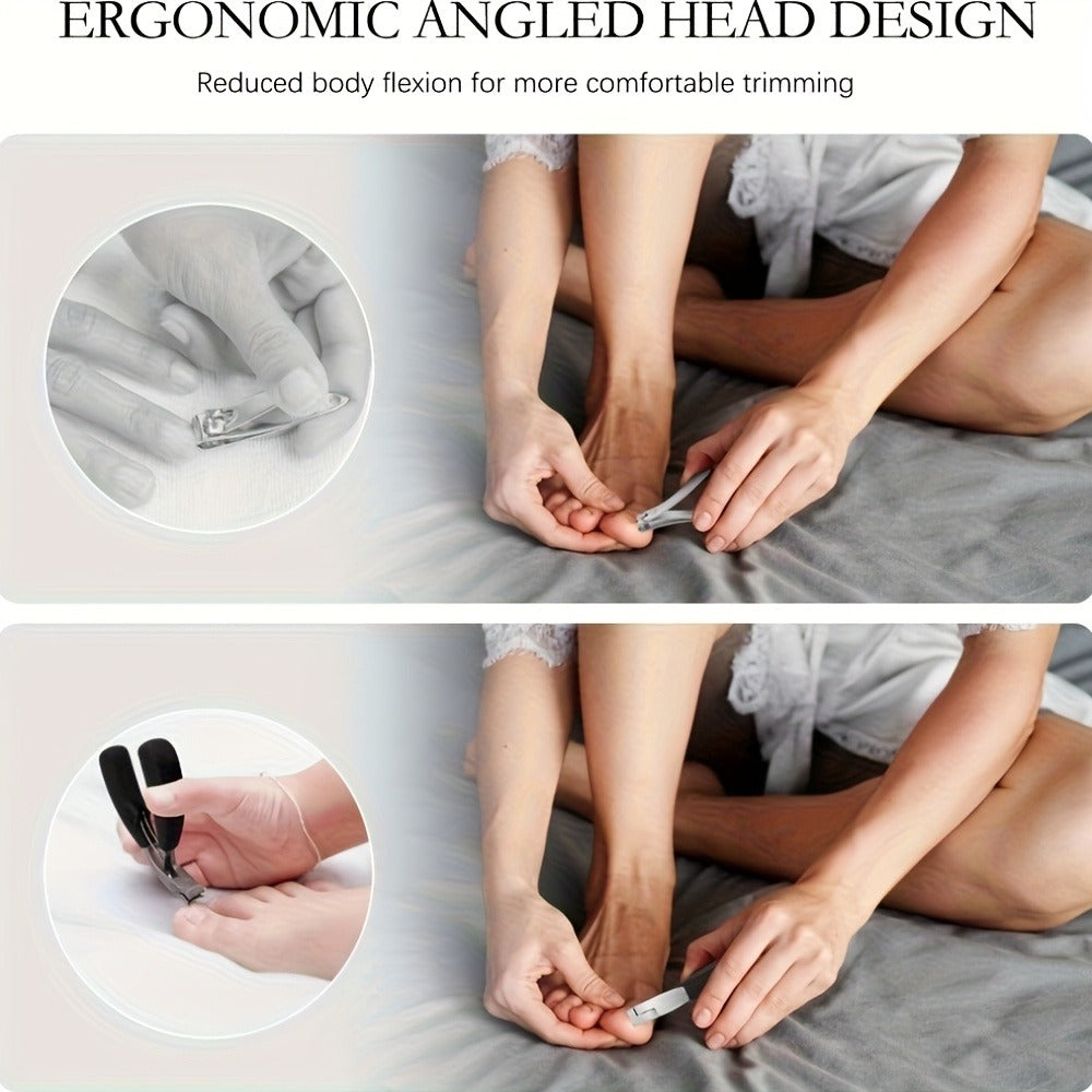 Angled-Jaw Nail Clipper Set, Five-Piece Black-Handle Kit with 25-Degree Tool, Lifter and File — image 8