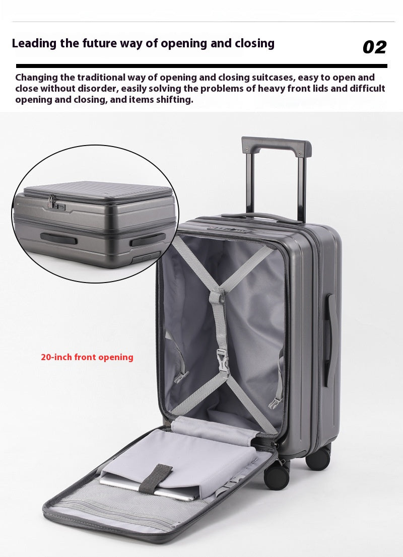 Front Open Luggage 20-inch Boarding Drop-resistant Trolley Case Extended Luggage Case
