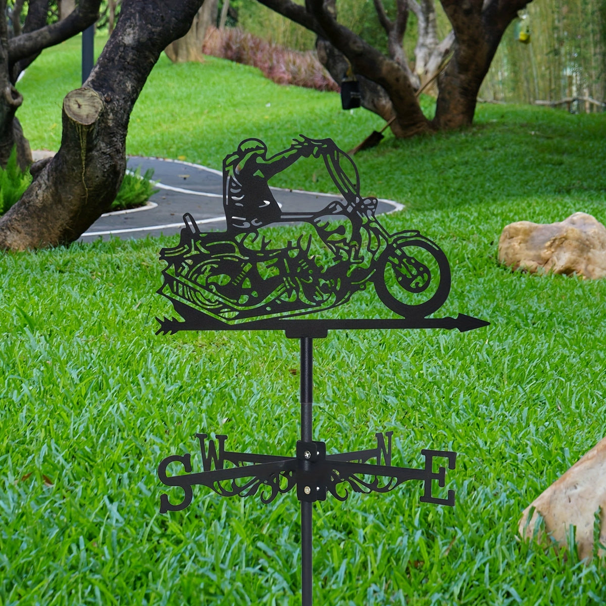 Weathervane | Metal Motorcycle Garden Yard Roof Wind Direction Decor — image 6