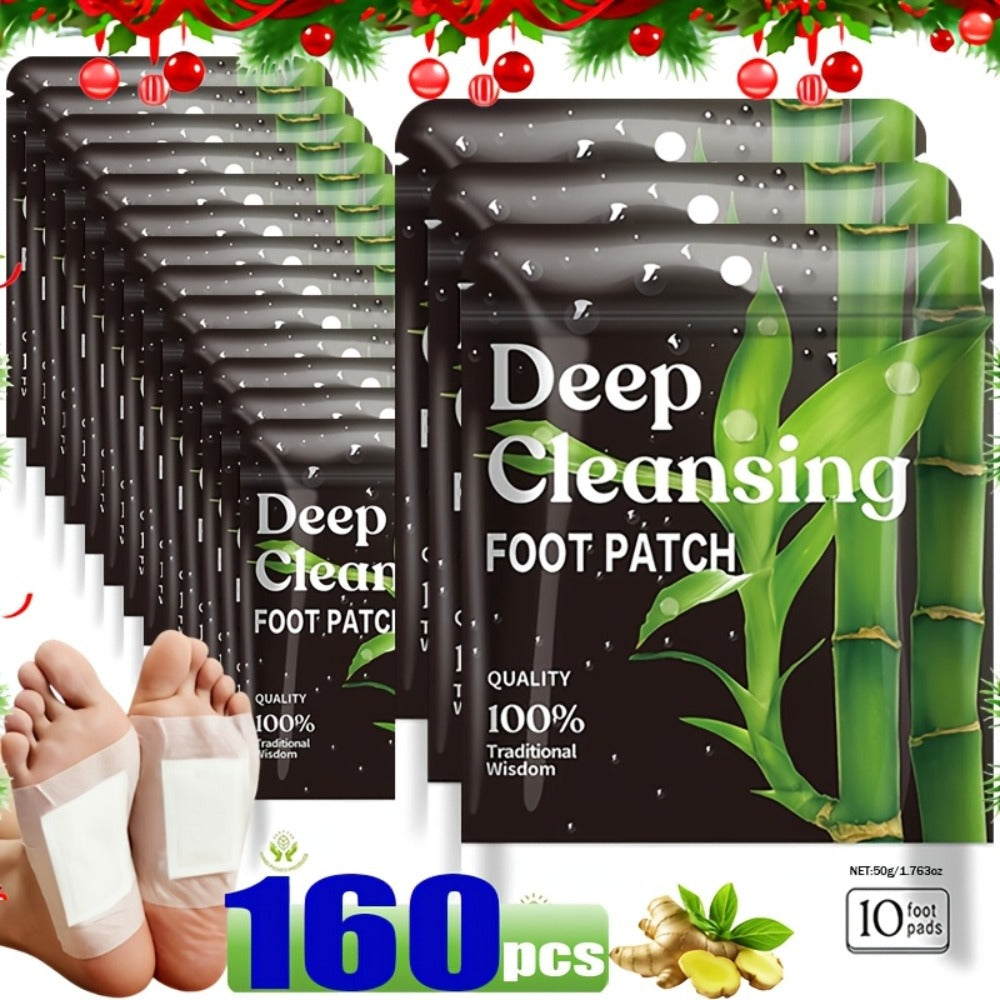 Foot Detox Patches Bamboo Vinegar & Ginger 60 & 160 Pcs – Deep Cleansing Natural Plant Ingredients Alcohol-Free Overnight Moi
