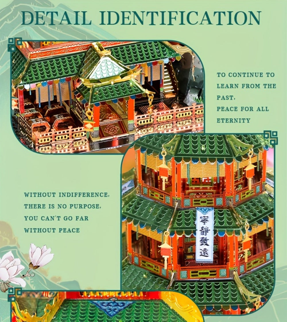 Chinese Street View Metal Model Kit, MU 3D Puzzle Traditional Architecture, Tianloc Pavilion Chiya Chai Tea House Drunk Xiao 