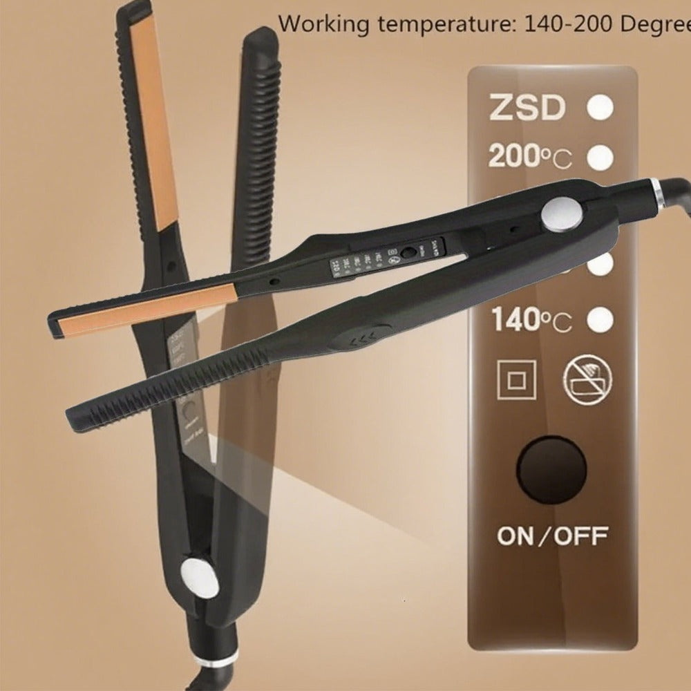 2-in-1 Ceramic Flat Iron Hair Straightener Curling Iron Adjustable Temperature Portable Mini, for Home, Travel and Salon Hair