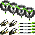 Wheel Straps Ratchet Tie Down 4-Pack 9, 900 lb Break Strength 2"x96" with Snap Hooks Anti-Slip Design – Heavy Duty UTV ATV SU
