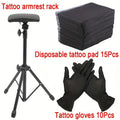 Tattoo Armrest Stand Adjustable Tripod with 15 Disposable Pads & 10 Gloves – 180° PU Padded Arm Leg Rest Portable Collapsible