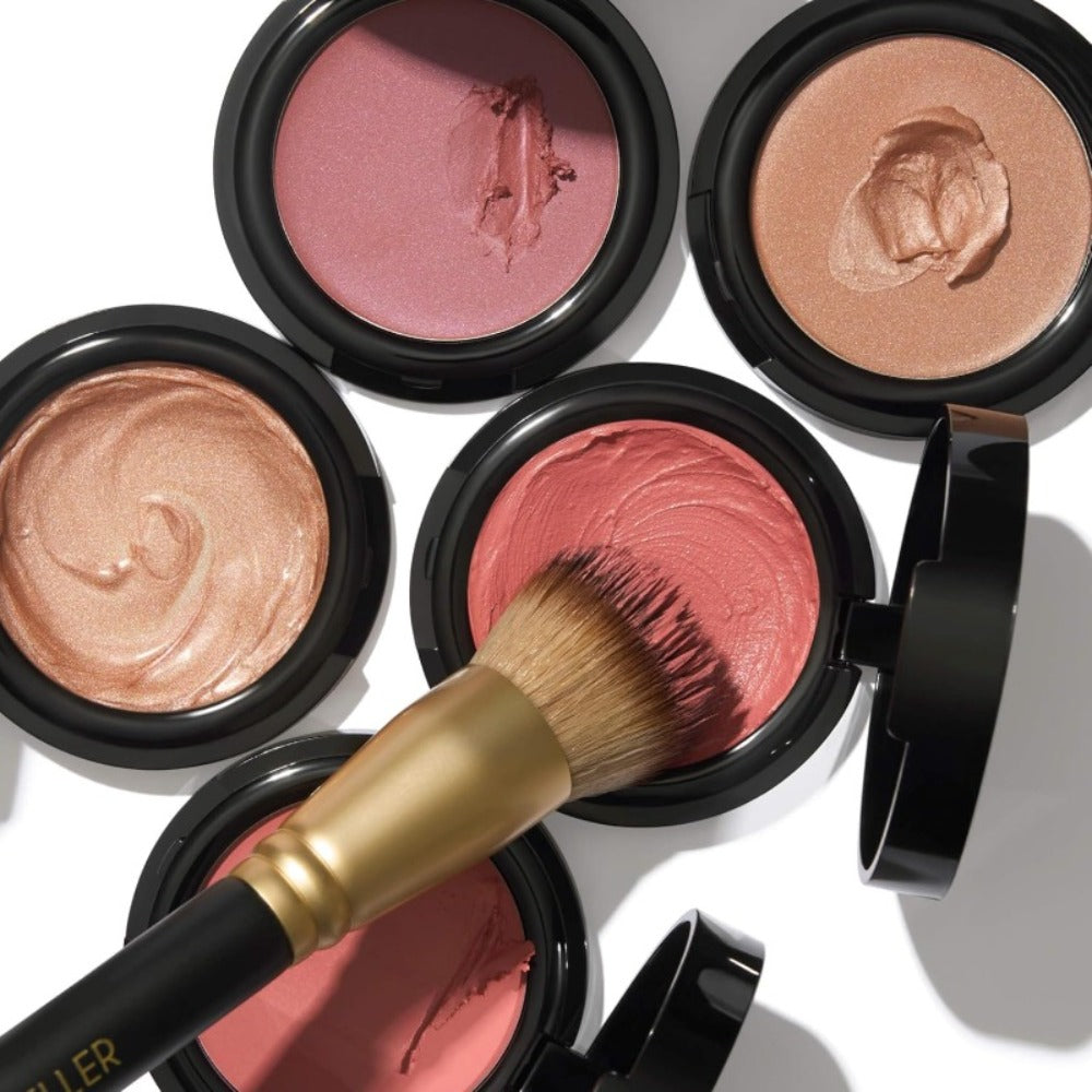 Cream Blush Beauty Balm Starter Kit with Brush – Hydrating Squalane Formula for Face & Lips Natural Pink Glossy Brightening F