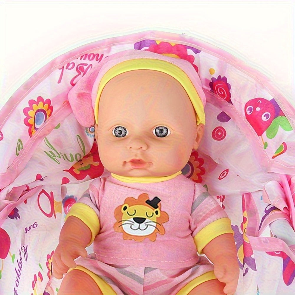 11-Inch Baby Doll and Folding Stroller Playset with 12 Food Accessories in Pink or Purple Color Options — image 9