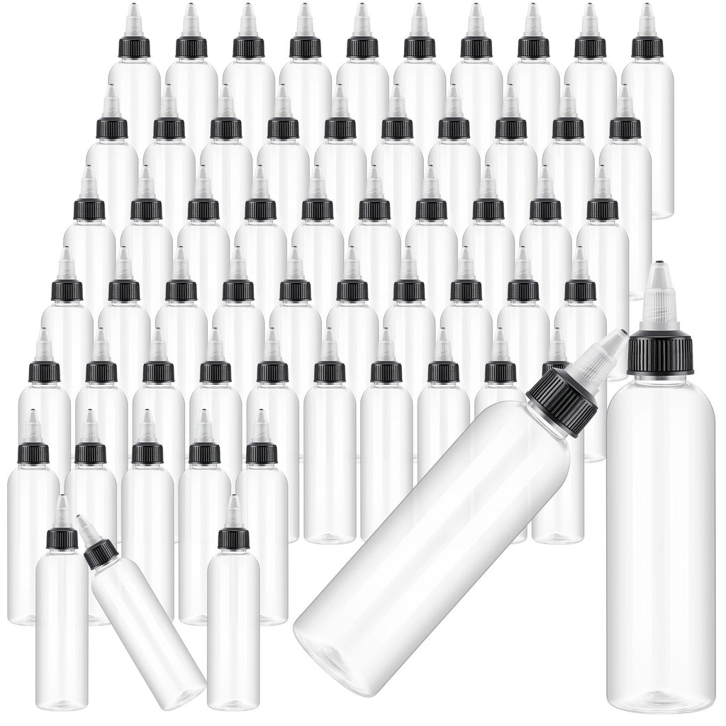 Squeeze Bottles 4oz 100 Pack with Twist Top Caps Empty Plastic Refillable Dispensing Bottles BPA Free for Hair Oil Essential 