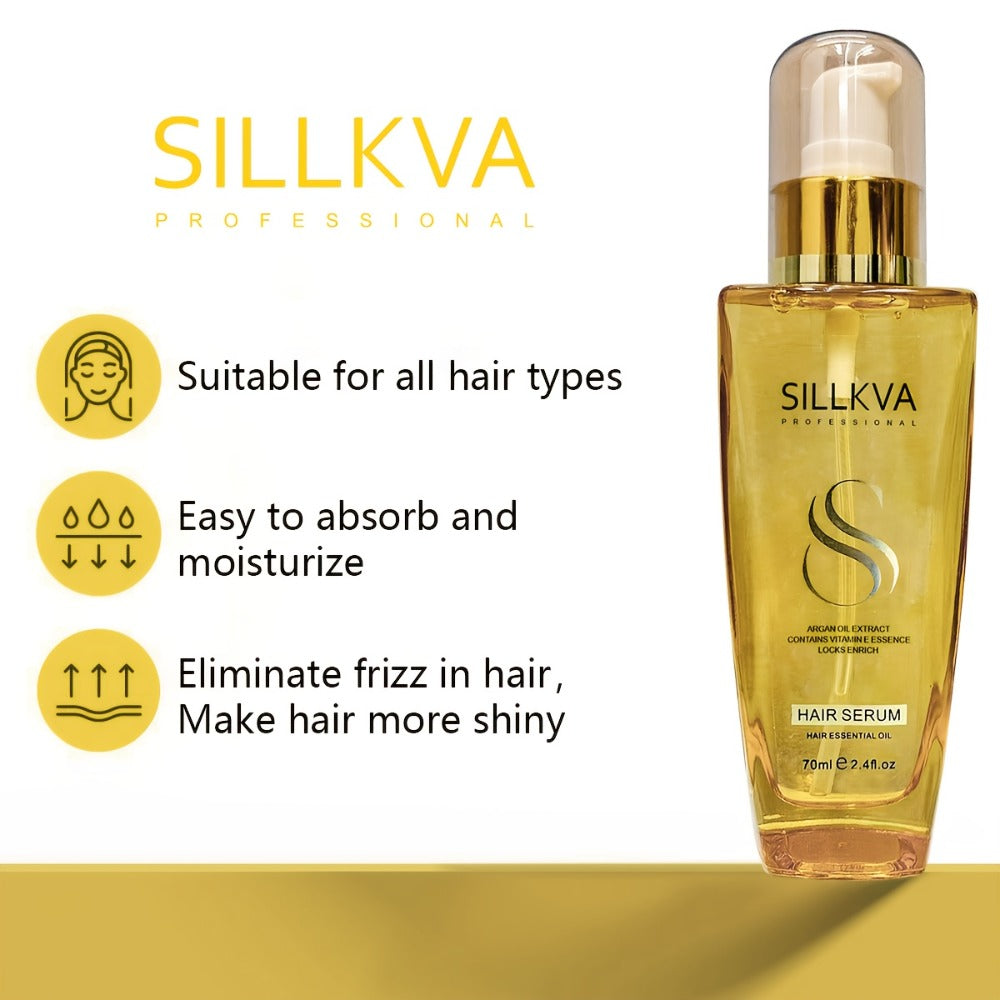 Moroccan Argan Oil Hair & Skin Treatment with Applicator Brush 2.4oz - Anti Frizz Smoothing for Bath Time, Home Spa and Perso