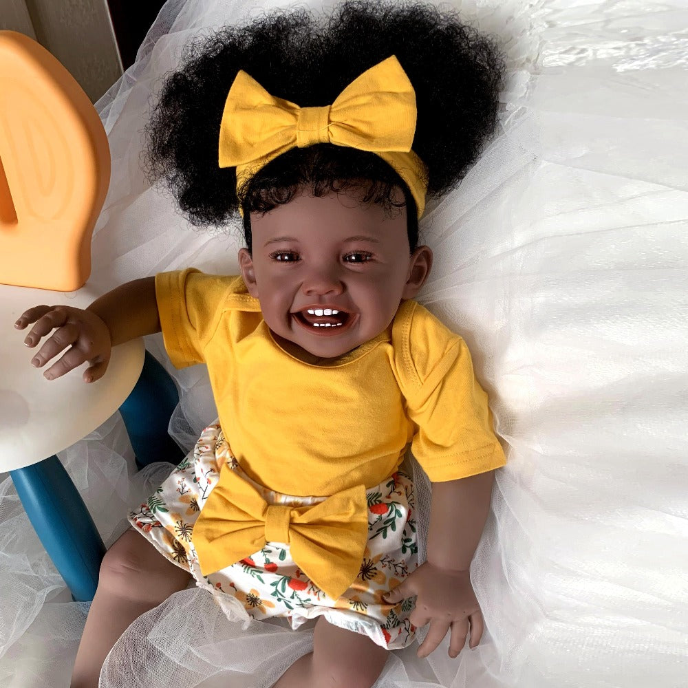 Reborn Doll, 24-Inch Dark-Tone Cloth-Body Figure with Silicone Head and Limbs, Rooted Hair and Accessories — image 10