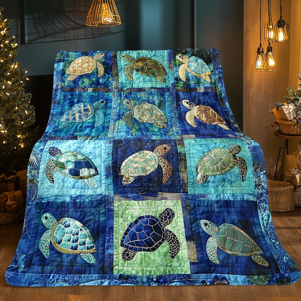 1pc Underwater Turtle Splicing Pattern Blanket- Home Furnishings Bedding Throw for Sofa Bed for Sofas, Beds and Everyday Home