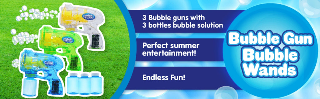 3-Pack Bubble Gun Blower with 3 Pre-Loaded Solution Refills, Hand-Powered, Color-Changing Bubbles — image 14