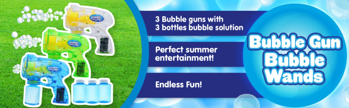 3-Pack Bubble Gun Blower with 3 Pre-Loaded Solution Refills, Hand-Powered, Color-Changing Bubbles — image 14