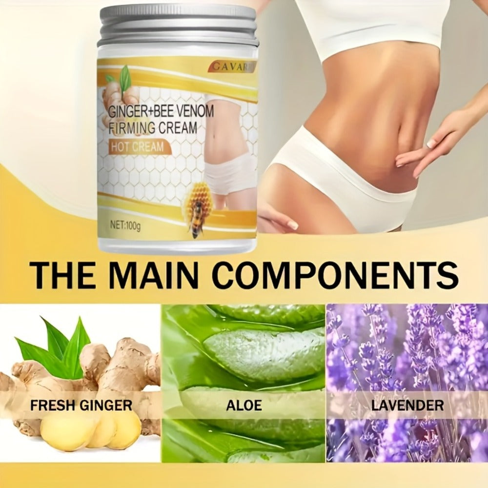Body Firming Cream for Women – Ginger & Bee Venom Tightening Lotion with Glycerin, Aloe Vera & Vitamin E, Targets Abdomen Arm