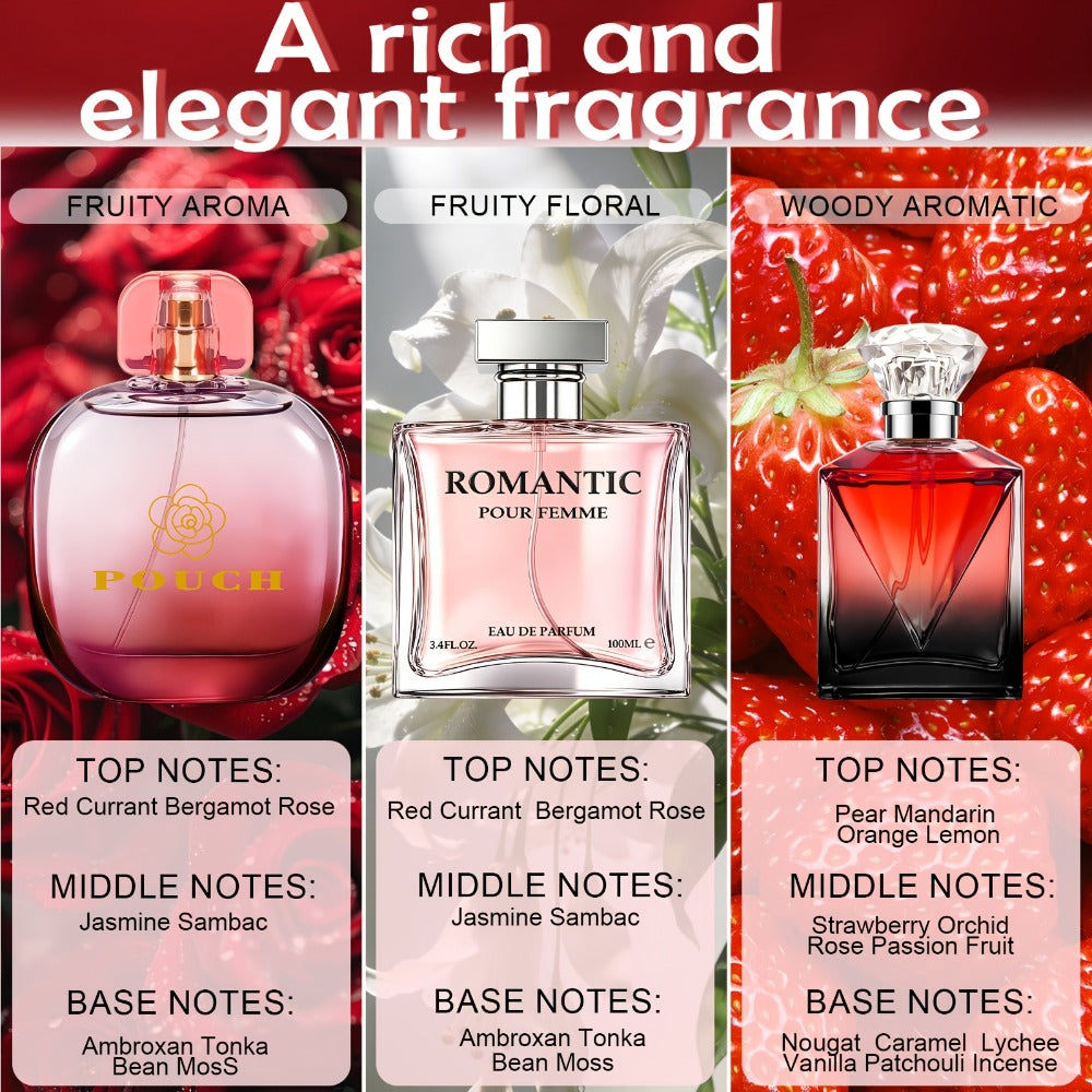 Women's Perfume Set 3-Pack Signature Fragrance Collection 10.1oz - Quince Lychee Musk, Pear Vanilla Sandalwood & Amber Berry 