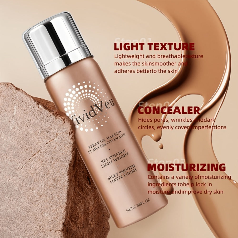 Spray-On Liquid Foundation Bottle with Matching Face Brush in Four Shades from Natural to Porcelain — image 4