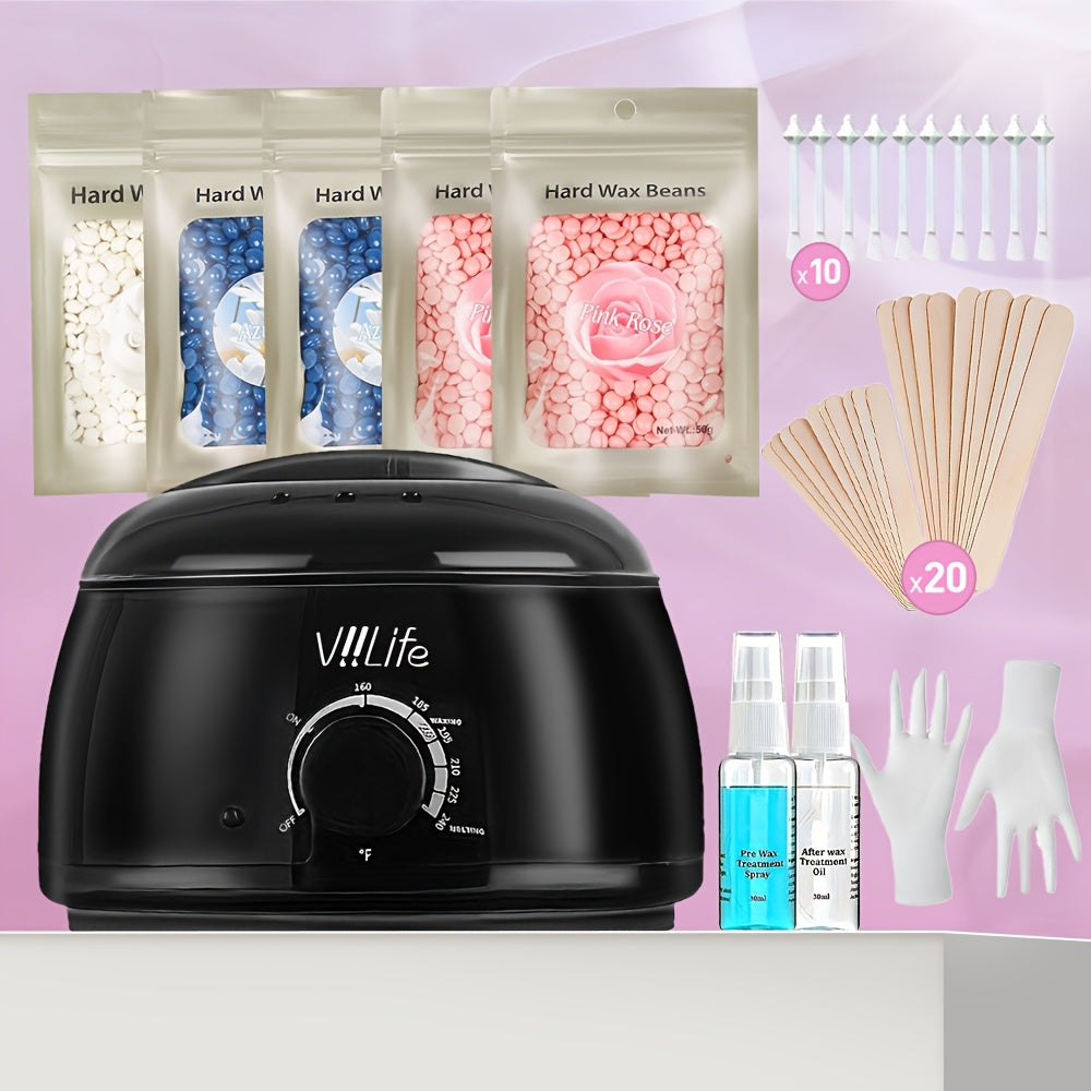 Wax Warmer Hair Removal Kit, 46-Piece Home Waxing Set with 5 Bags Wax Beans, Full Body Hair Removal — image 10