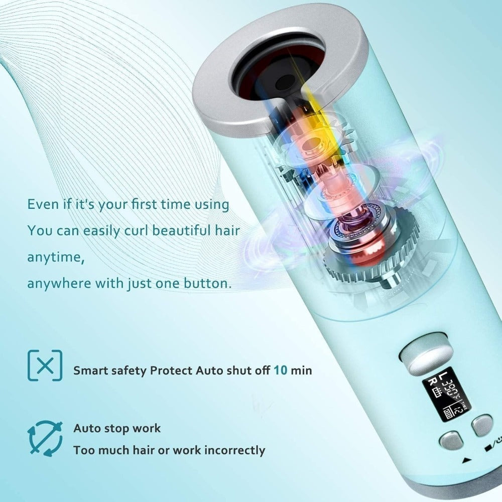 USB-Rechargeable Automatic Curling Chamber with Six Heat Settings, LCD Timer and Four Color Options — image 11