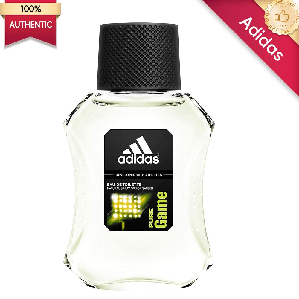 Eau de Toilette Adidas Pure Game for Men 3.4 oz Spray in Clear Bottle with Black and Green Box — image 5
