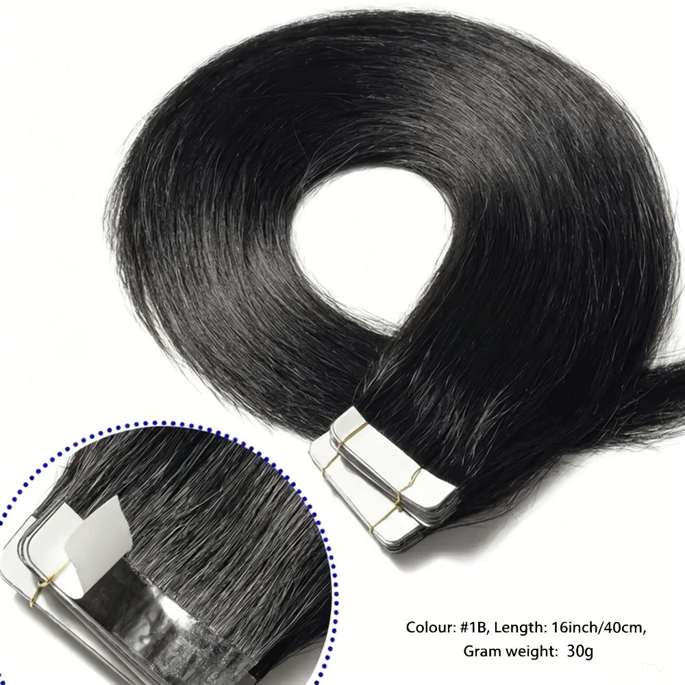 Tape In Hair Extensions Human Hair Straight Natural Black 1B Seamless Skin Weft 10pcs 30g 16 20 22 24 Inch Invisible Blend fo